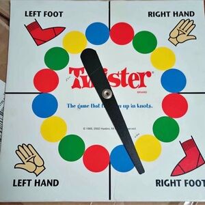 Vintage Hasbro Twister Spinner Board with Red, Blue, Yellow, Green Circles